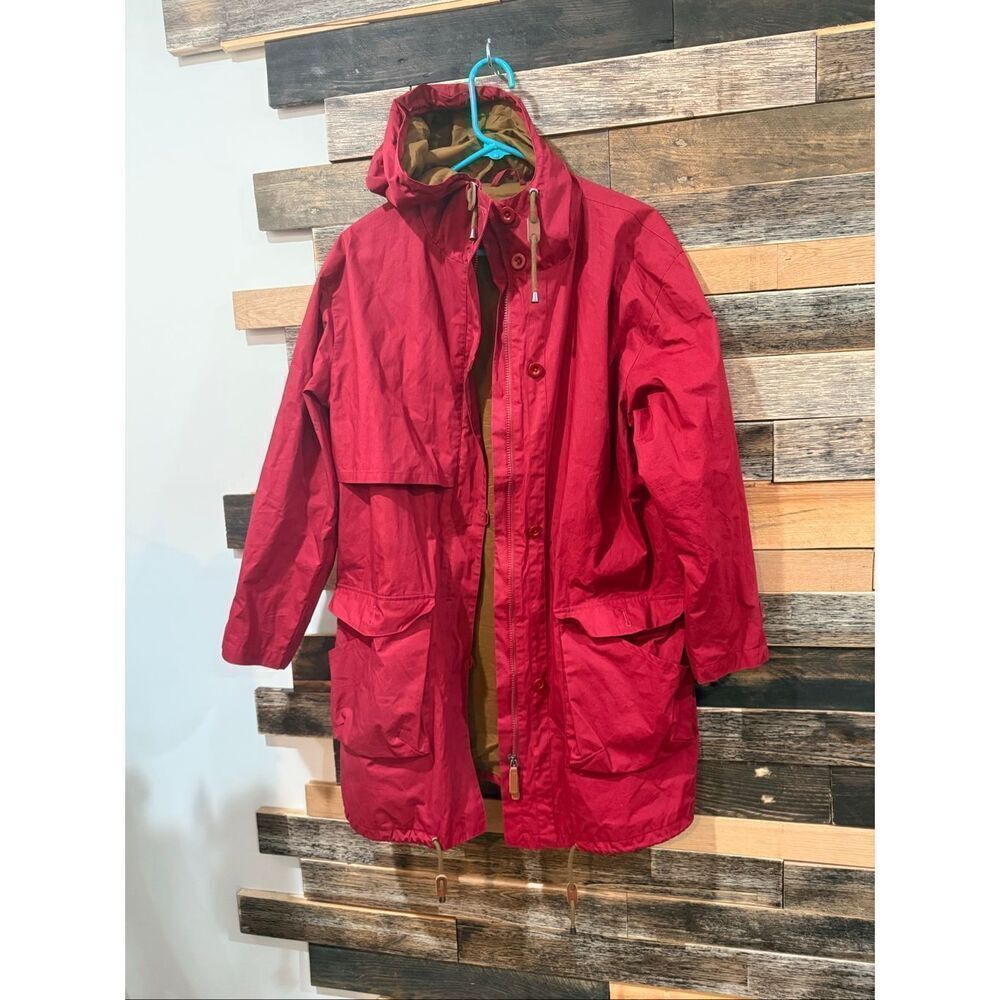 Gudrun Sjoden red coat jacket zip pockets boho lagenlook size Medium